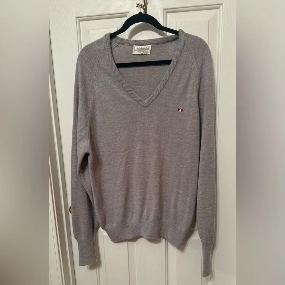 Vintage 90s Christian Dior  V Neck Pullover Sweater  Sz M